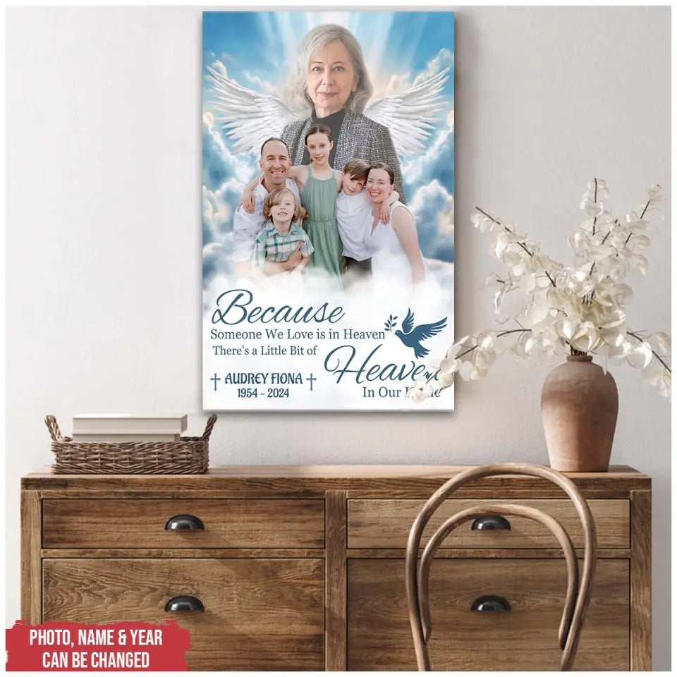 There's A Little Bit Of Heaven In Our Home - Personalized Canvas - CA18TL