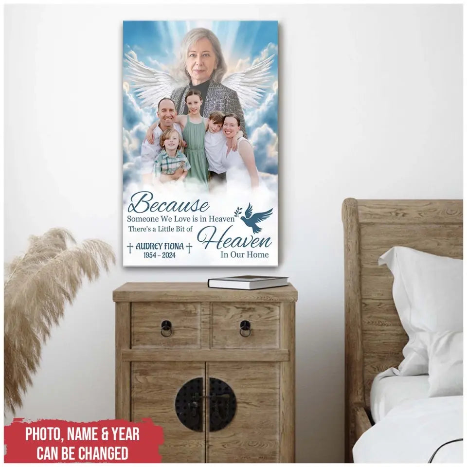 There's A Little Bit Of Heaven In Our Home - Personalized Canvas - CA18TL