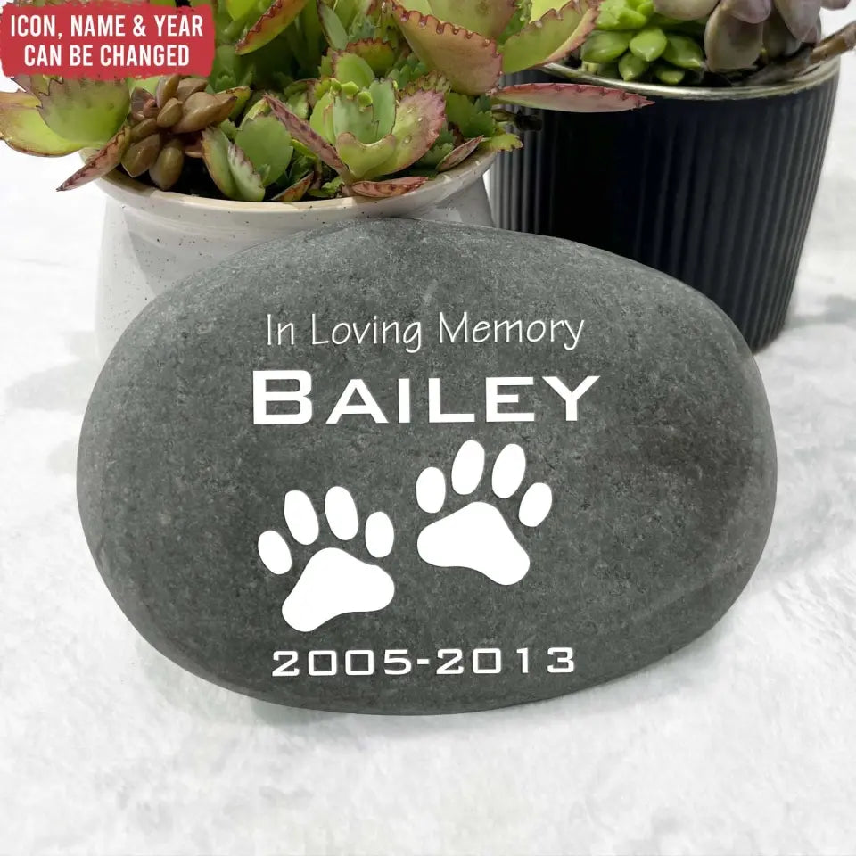 In Loving Memory Pet Loss - Personalized Stone River Rock, Memorial For Pet Lover - SRR48TL