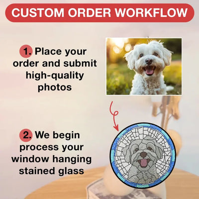 Custom Dog Portrait Picture - Personalized Window Hanging Stained Glass - WSGTL76