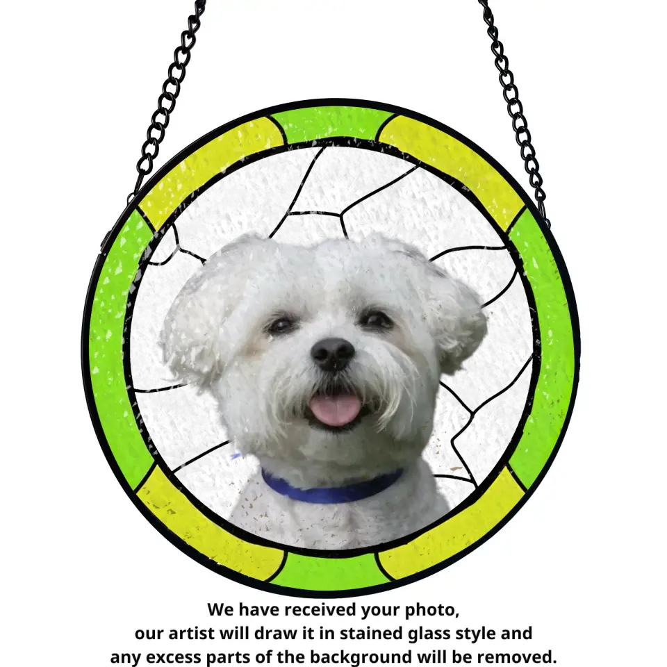 Rainbow Pet Portrait Suncatcher - Personalized Stained Glass, Suncatcher Hanging - WSG102TL