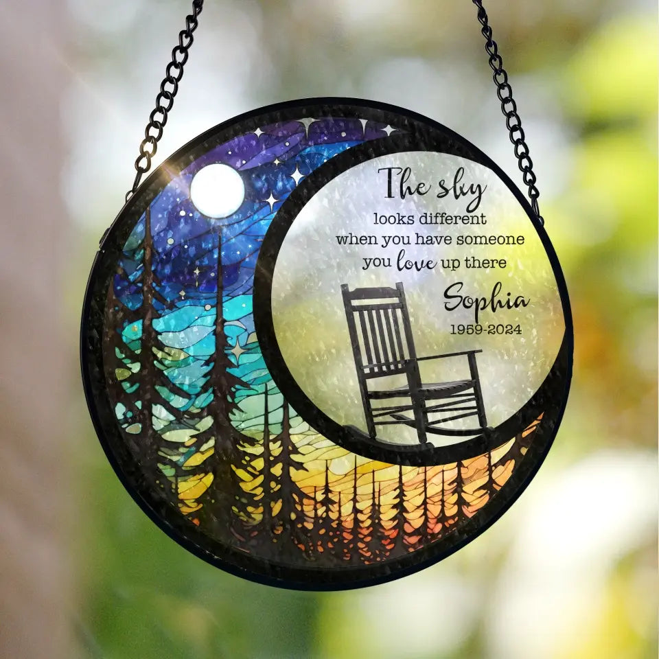 The Sky Looks Different When You Have Someone You Love Up There - Personalized Wind Stained Glass - WSG89TL