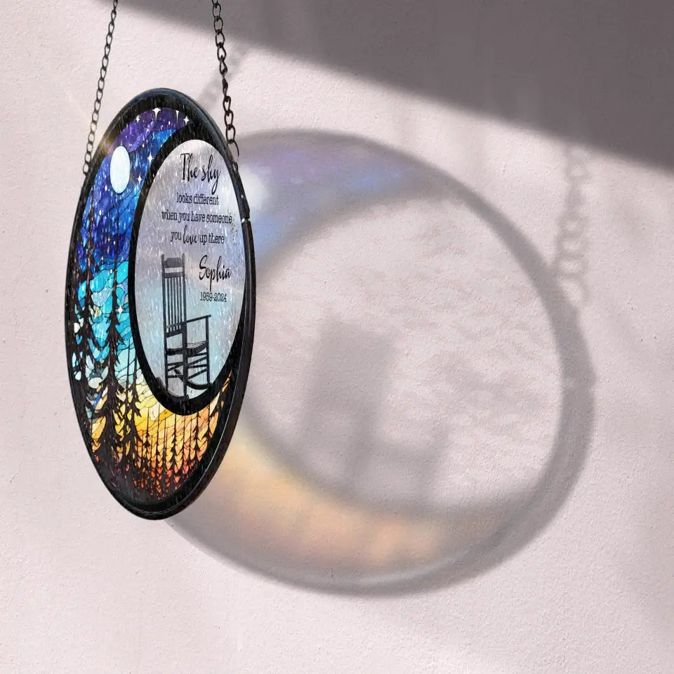 The Sky Looks Different When You Have Someone You Love Up There - Personalized Wind Stained Glass - WSG89TL