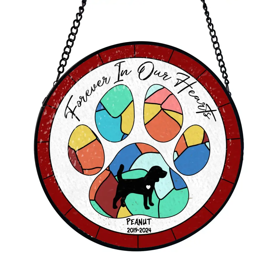 Forever In Our Hearts - Personalized Window Stained Glass, Hanging Suncatcher - WSG96TL