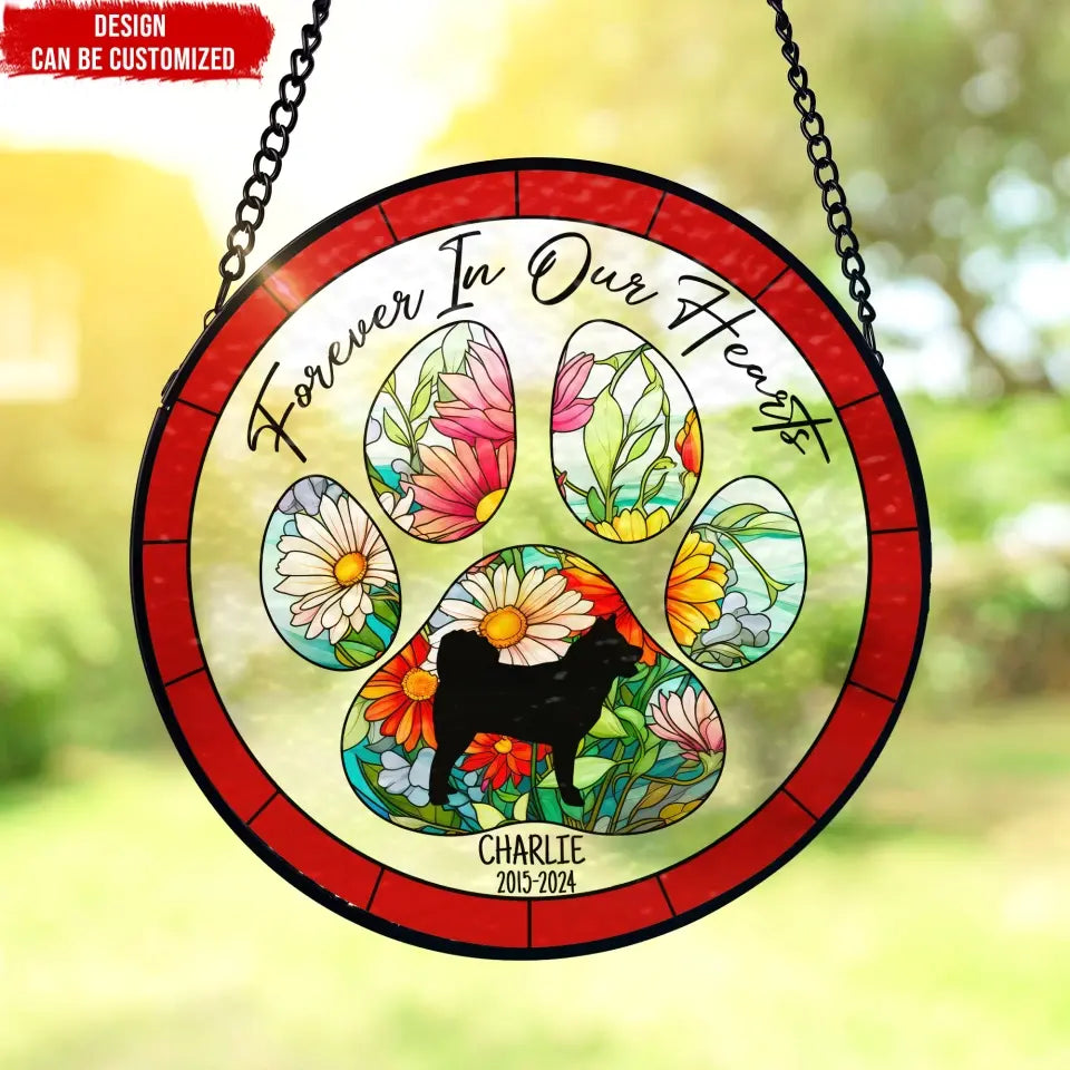 Forever In Our Hearts - Personalized Window Stained Glass, Hanging Suncatcher - WSG96TL