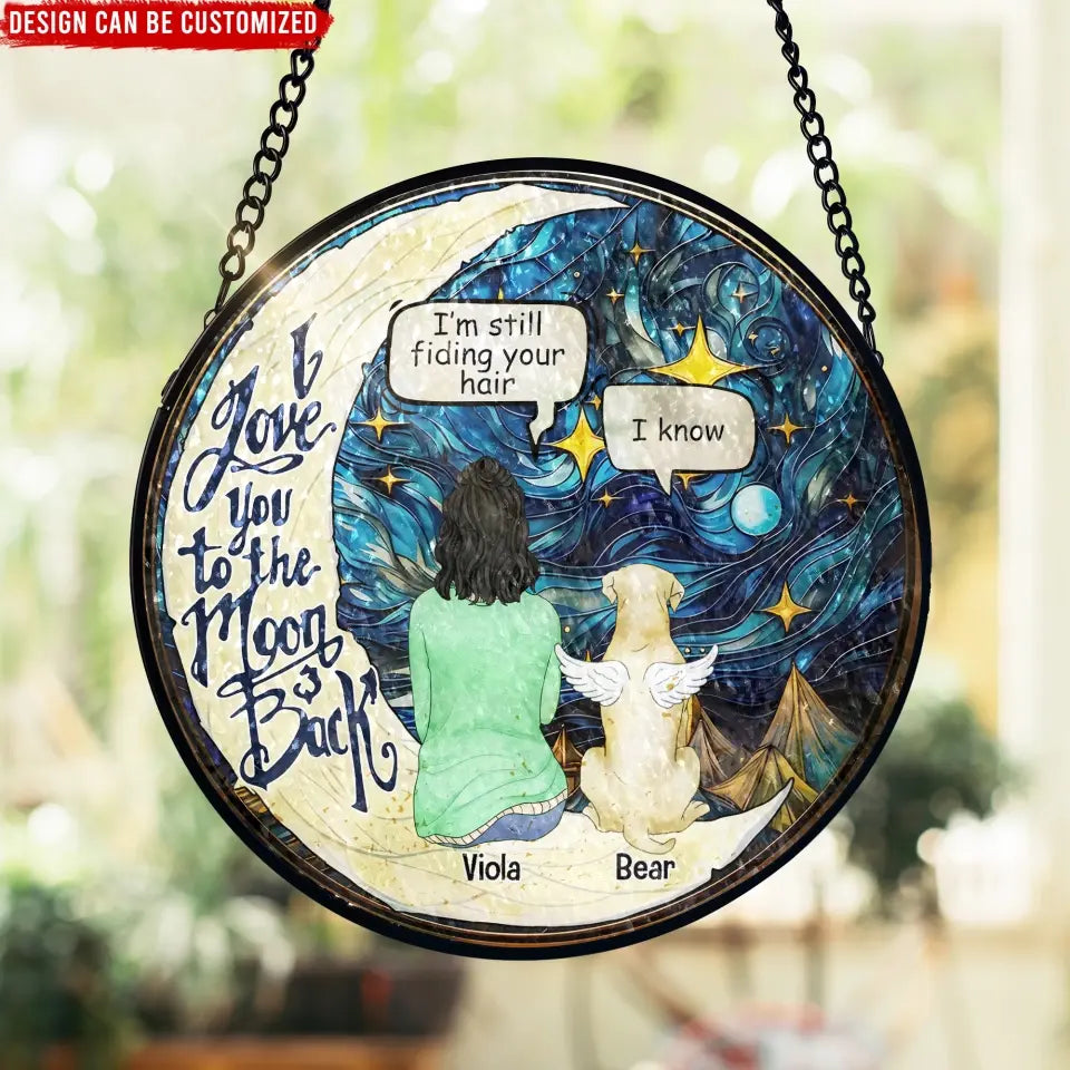 I Love You To The Moon & Back - Personalized Window Stained Glass, Suncatcher Hanging - WSG88TL