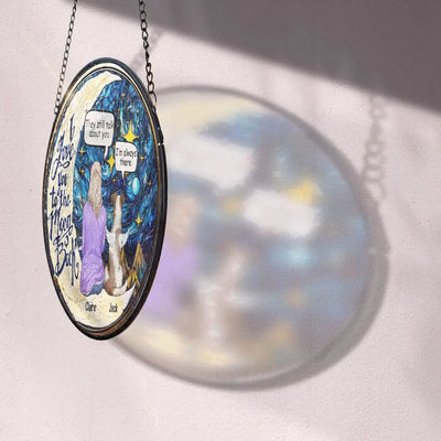 I Love You To The Moon & Back - Personalized Window Stained Glass, Suncatcher Hanging - WSG88TL