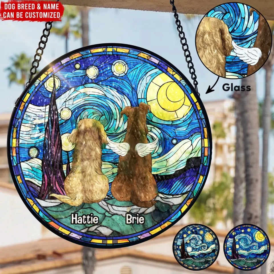 Pet With Starry Night Sky - Personalized Window Hanging Stained Glass, Suncatcher Hanging - WSG35UP