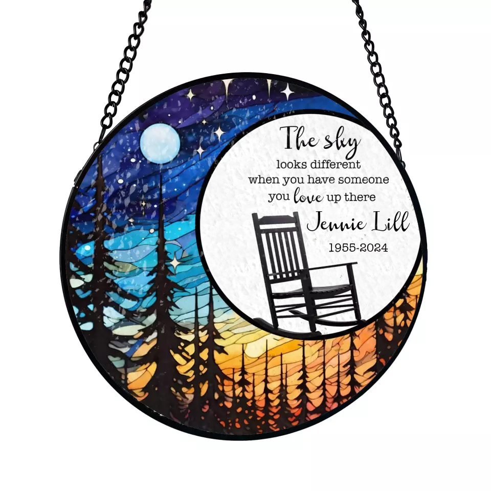 The Sky Looks Different When You Have Someone You Love Up There - Personalized Wind Stained Glass - WSG89TL