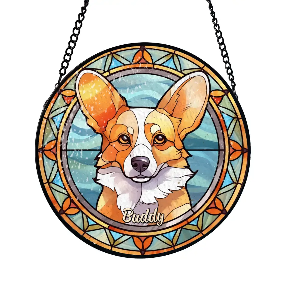 Dog & Cat Breeds Custom Portrait - Personalized Window Stained Glass, Suncatcher Hanging, Gift For Pet Lovers - WSG36UP