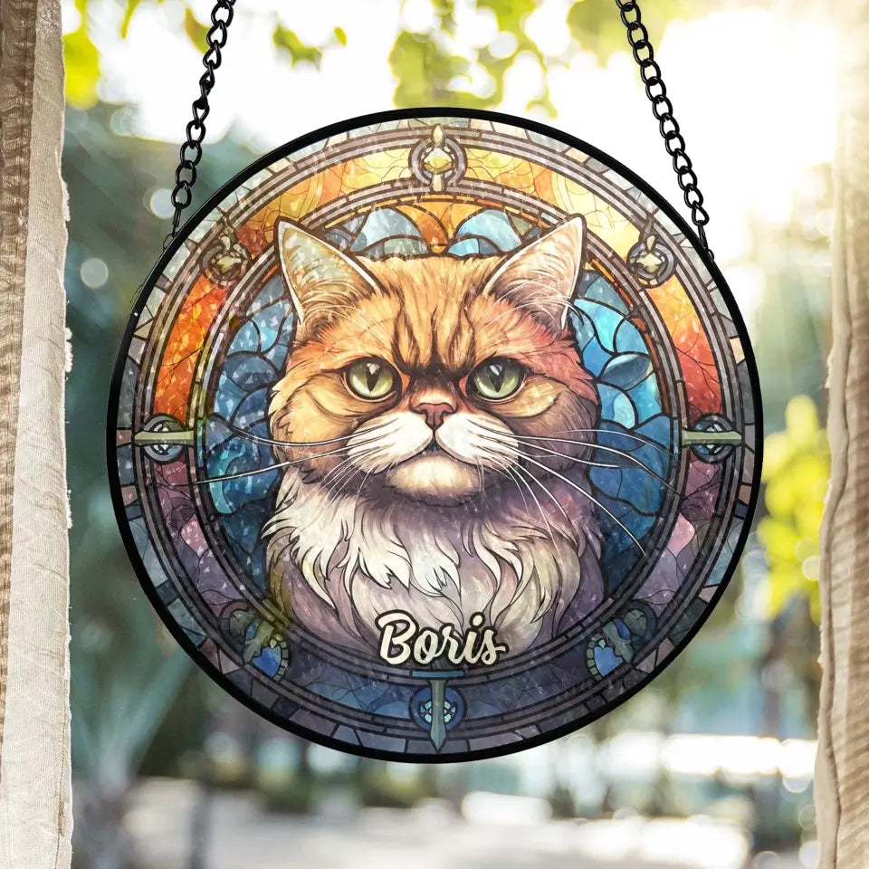 Dog & Cat Breeds Custom Portrait - Personalized Window Stained Glass, Suncatcher Hanging, Gift For Pet Lovers - WSG36UP