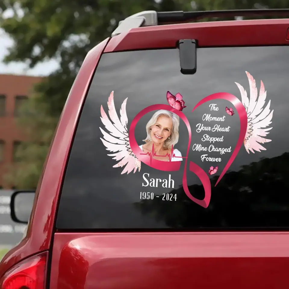 The Moment Your Heart Stopped Mine Changed Forever - Personalized Decal, Custom Photo -  PCD135TL