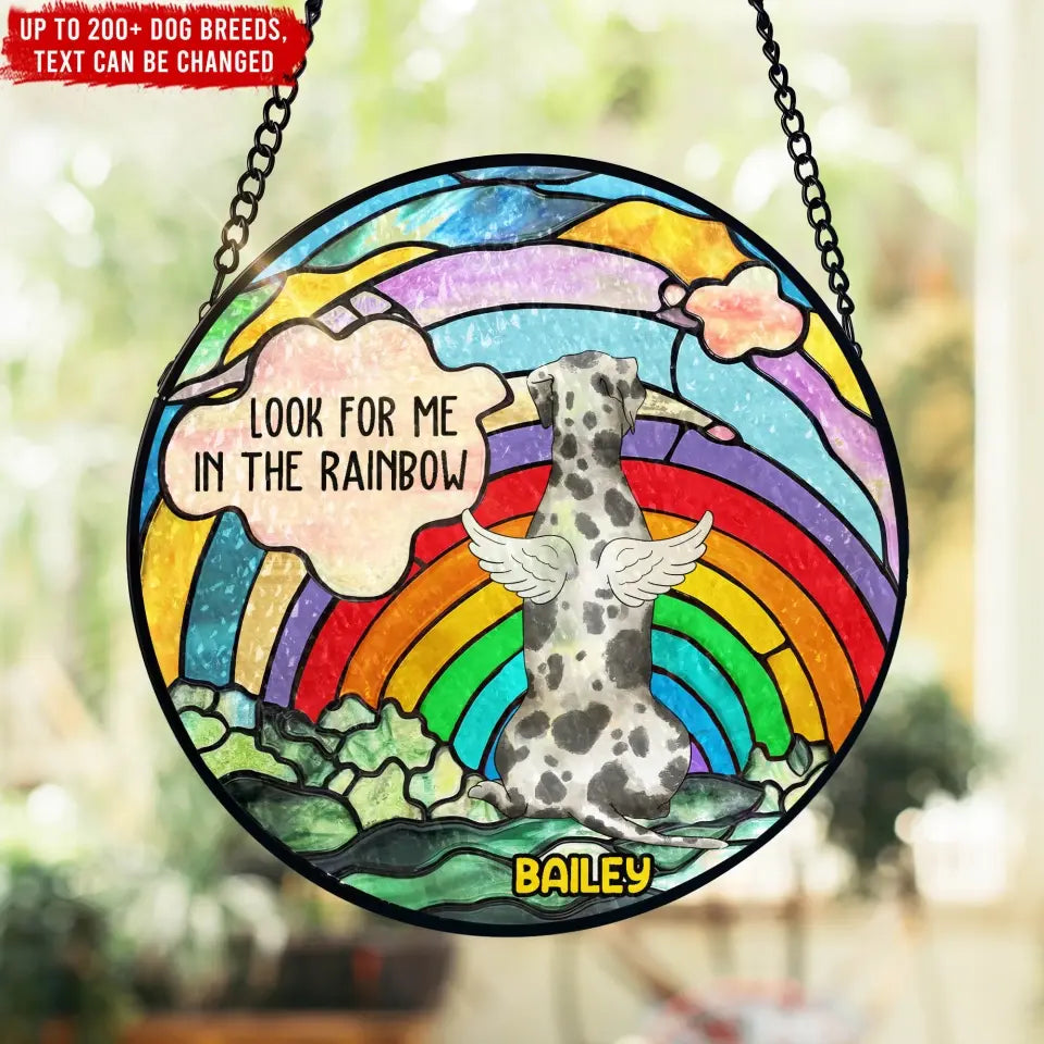 Look For Me In The Rainbow - Personalized Window Stained Glass, Suncatcher Hanging - WSG73UP