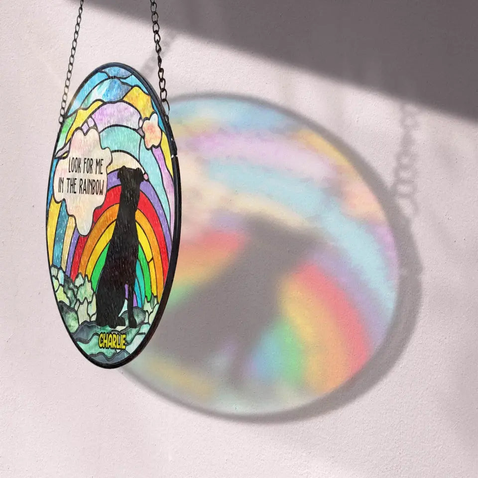 Look For Me In The Rainbow - Personalized Window Stained Glass, Suncatcher Hanging - WSG73UP