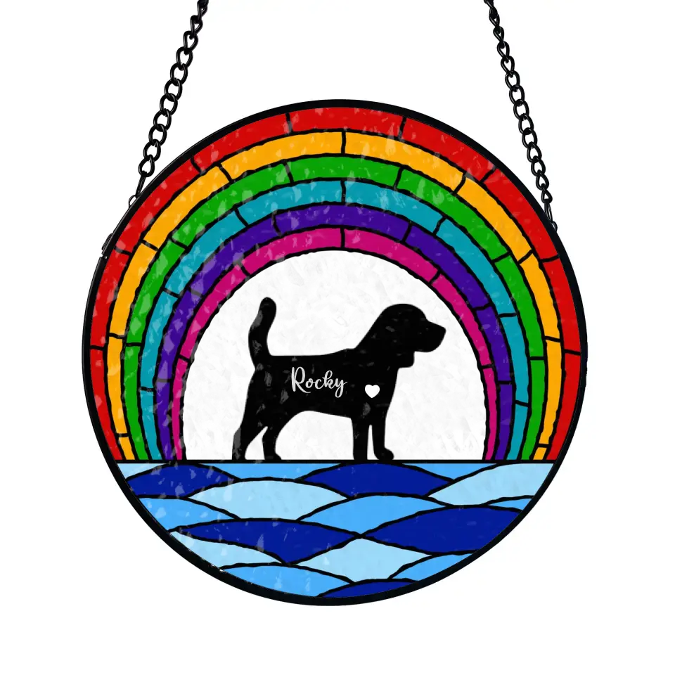 Pet Rainbow Sky - Personalized Personalized Window Stained Glass, Suncatcher Hanging - WSG66UP