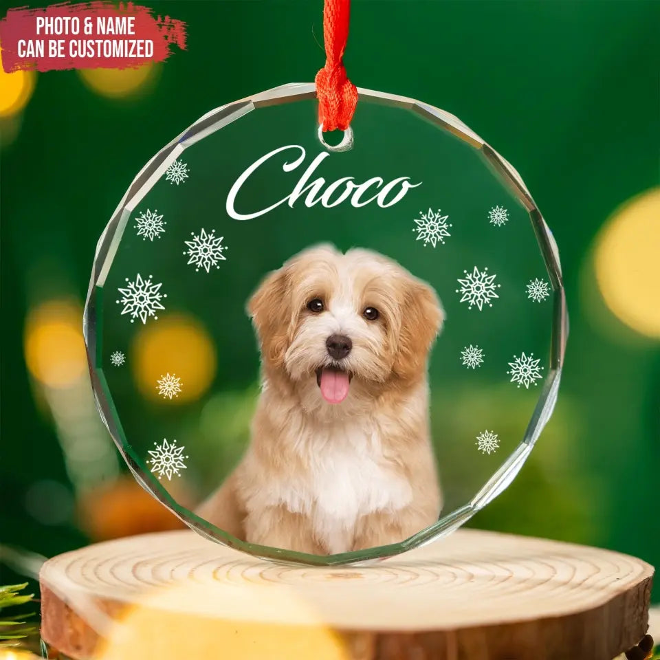 Puppy Picture Christmas - Personalized Glass Ornament, Custom Dog Ornament, Christmas Gifts, Gift For Dog Owners - GO157TL