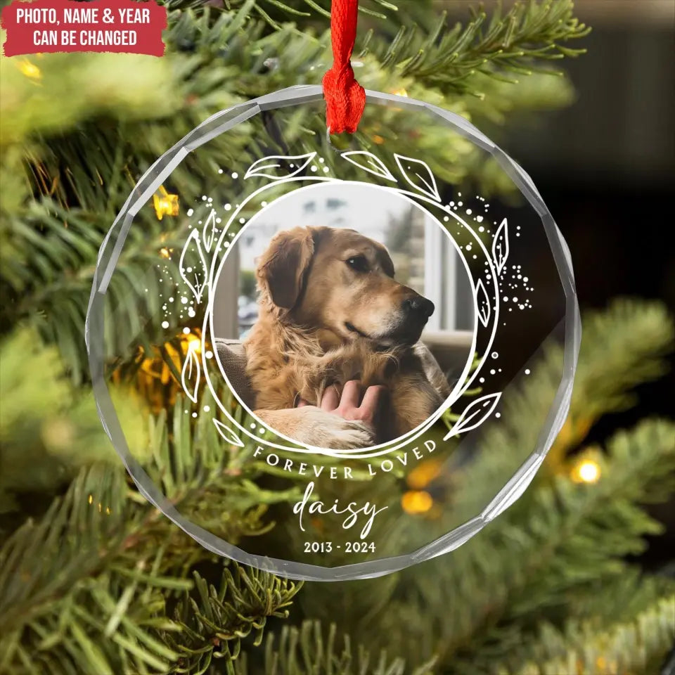 In Loving Memory of Pet - Personalized Glass Ornament, Christmas Ornament, Memorial Gift For Dog Lover - GO175TL