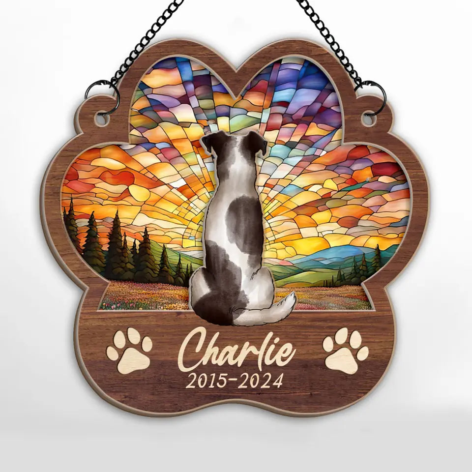 Dog Memorial Paw Print - Personalized Window Hanging Suncatcher, Pet Memorial Gift - WHS72YV