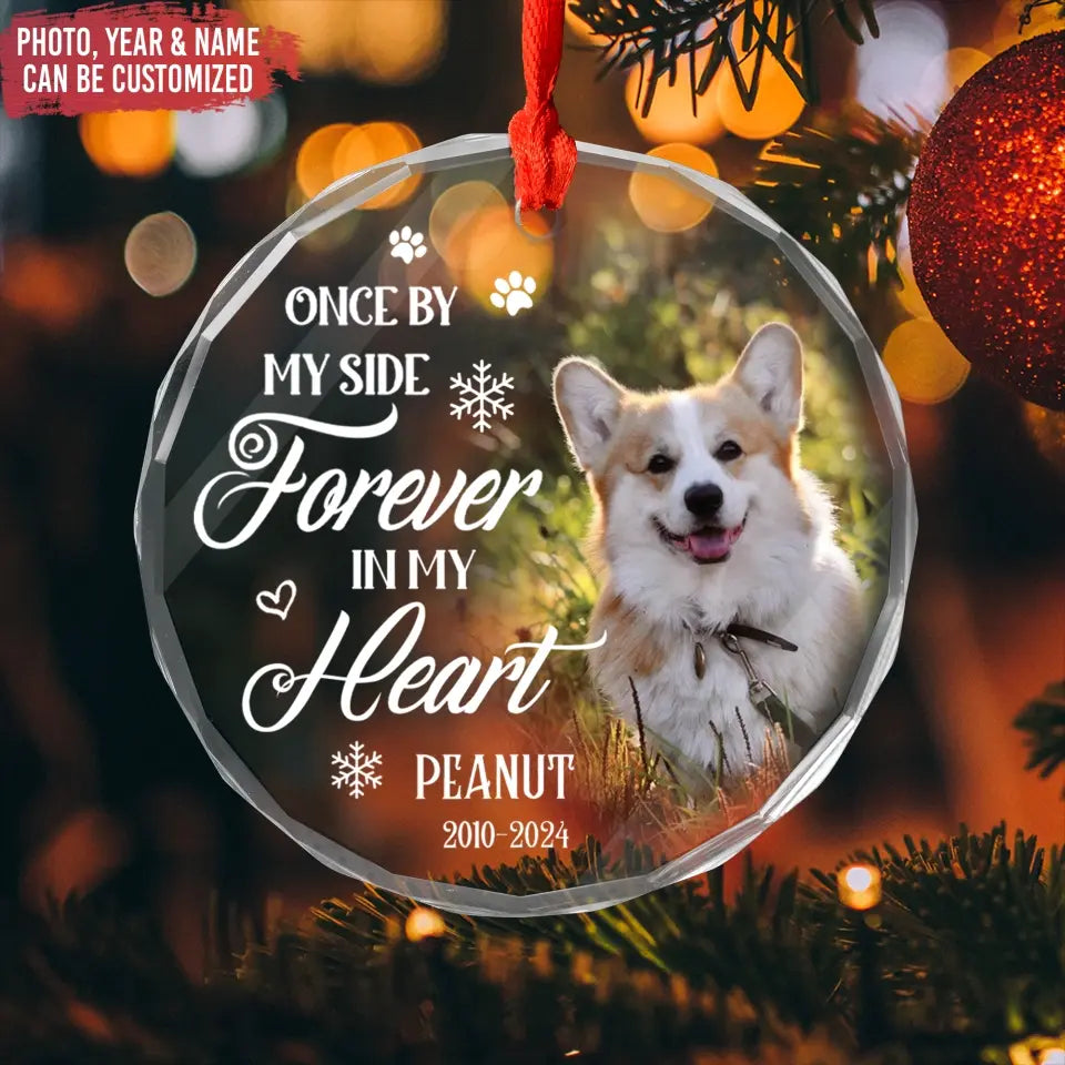 Once By My Side Forever In Our Hearts - Personalized Glass Ornament, Memorial Christmas Gift - GO174TL