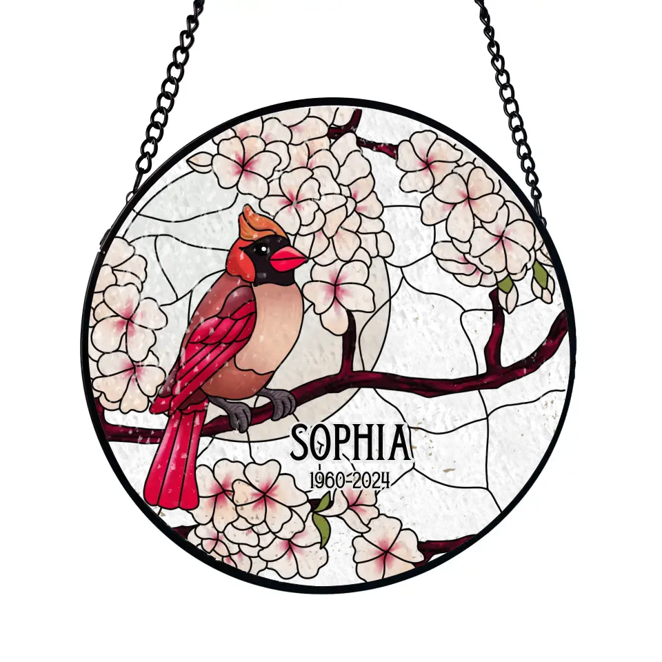 Cardinals Appear When Angels Are Near - Personalized Window Stained Glass - WSG81TL