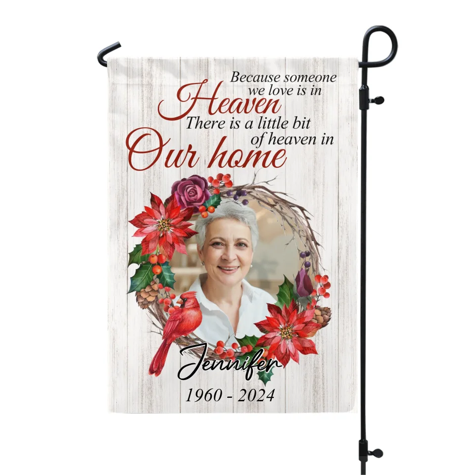 Merry Christmas In Heaven - Personalized Garden Flag, Christmas Memorial Gift - GF216TL