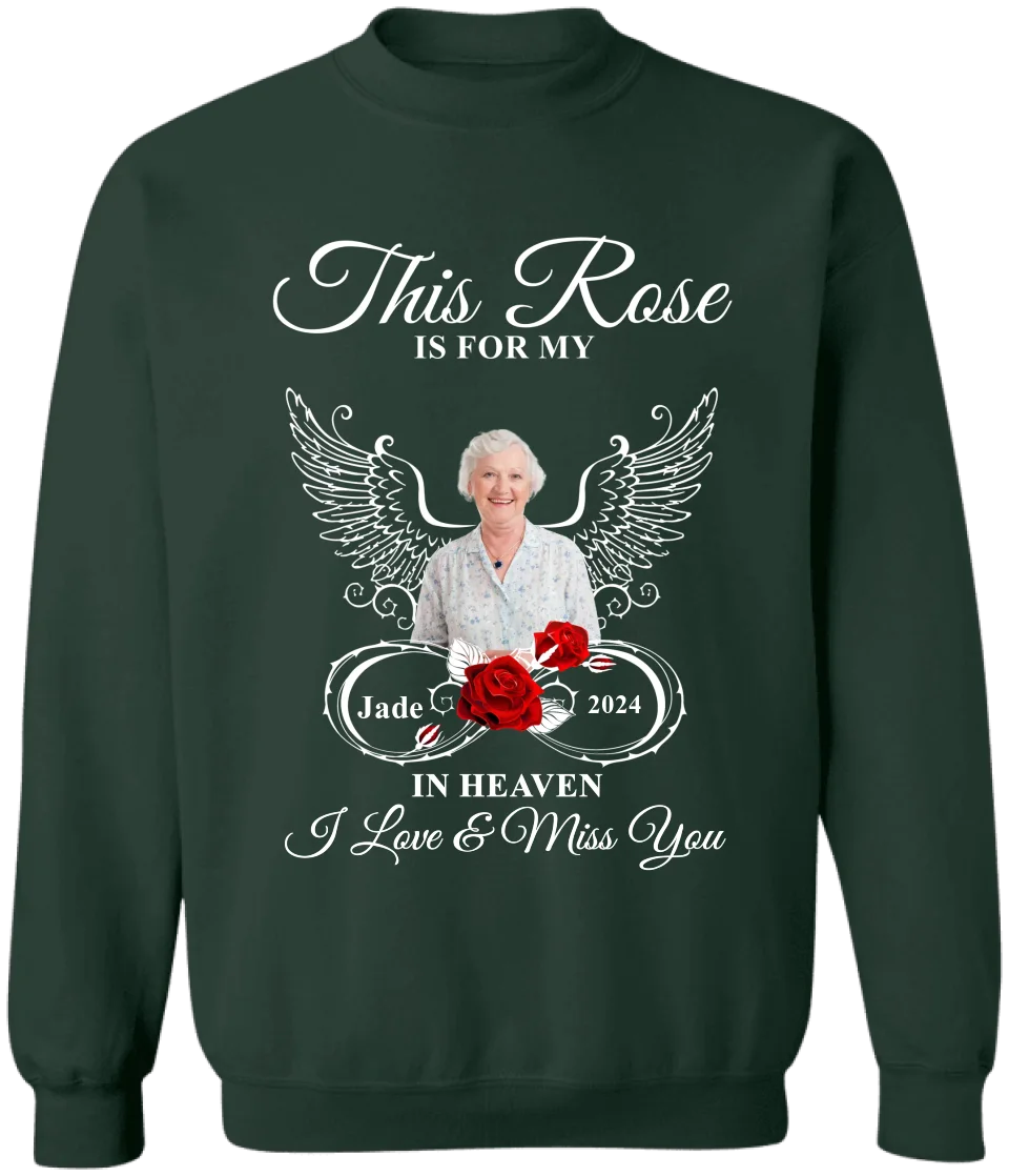 This Rose Is For My Mother In Heaven - Personalized T-Shirt, Memorial Gift - TS239TL