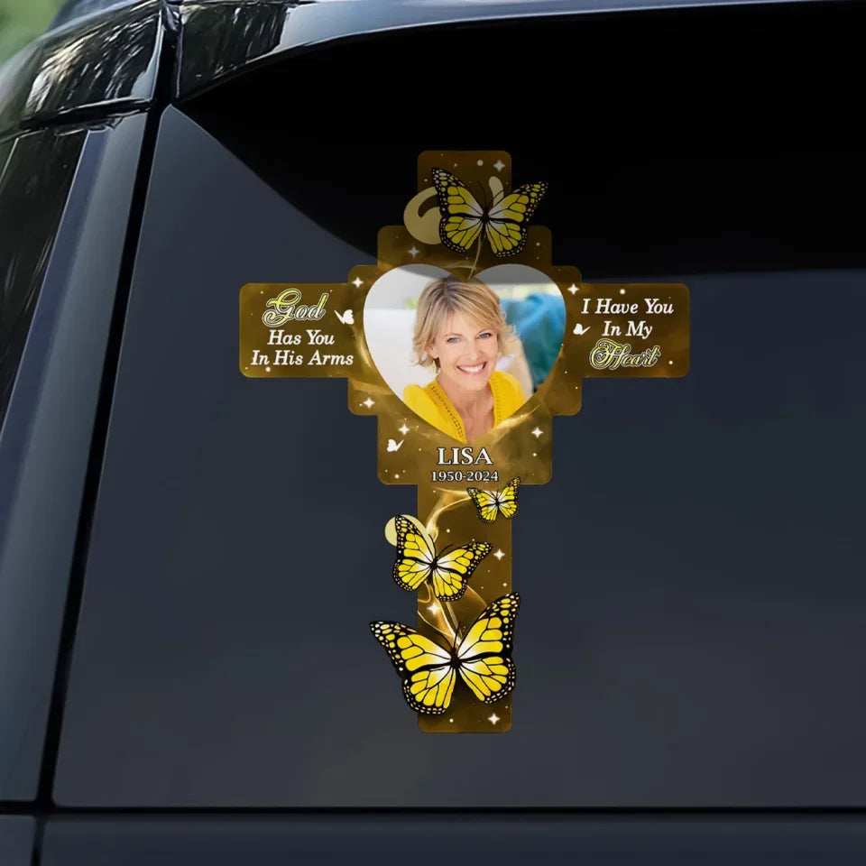 Butterfly Memorial, God Has You In His Arms I Have You In My Heart - Personalized Decal, Memorial Gift - PCD345TL