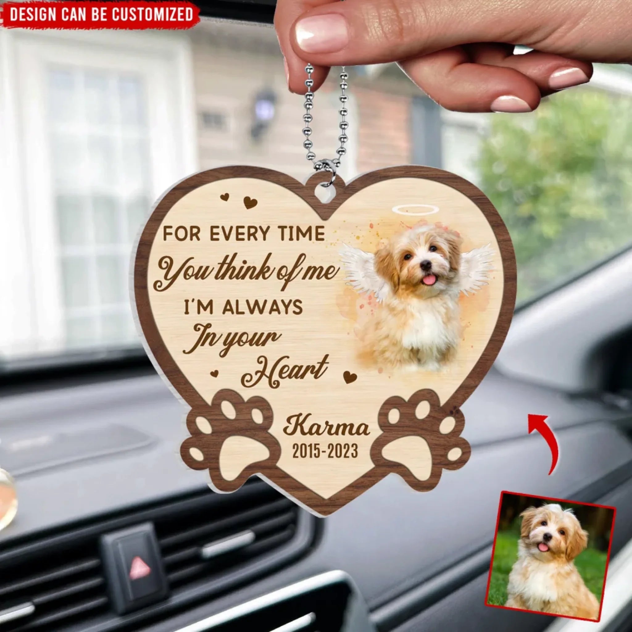 I'm Always In Your Heart - Personalized Acrylic Car Hanger, Pet Memorial Gift, Sympathy Gift, Loss Of Pet Gift