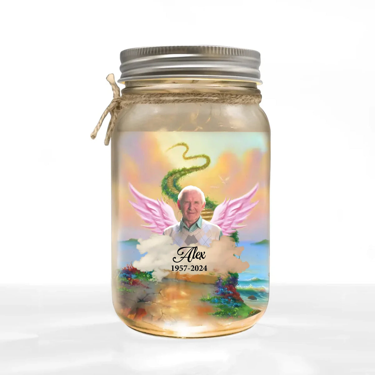 If Tears Could Build A Stairway &amp; Memories Were A Lane - Personalized Mason Jar Light, Memorial Gift