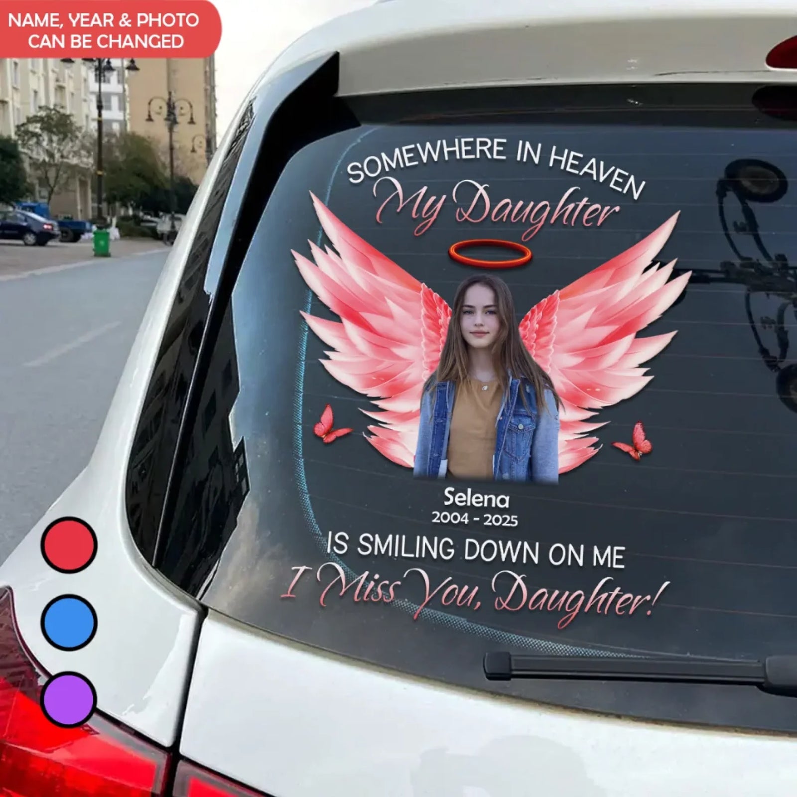 Somewhere In Heaven My Son Is Smiling Down On Me - Personalized Decal, Memorial Gift, Loss Of Child Gift