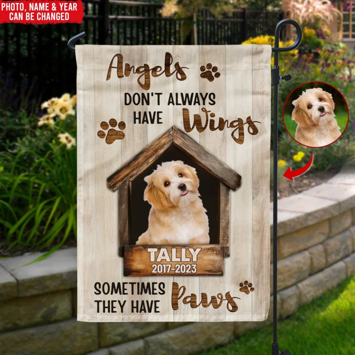 Angels Don’t Always Have Wings - Personalized Garden Flag, Pet Memorial Gift, Loss Of Pet, Sympathy Gift