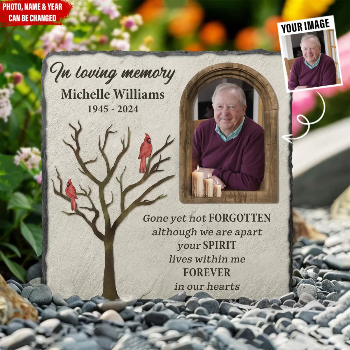 Gone Yet Not Forgotten Although We Are Apart Your Spirit Lives Within Me - Personalized Memorial Stone, Memorial Gift For Loss Of Loved One