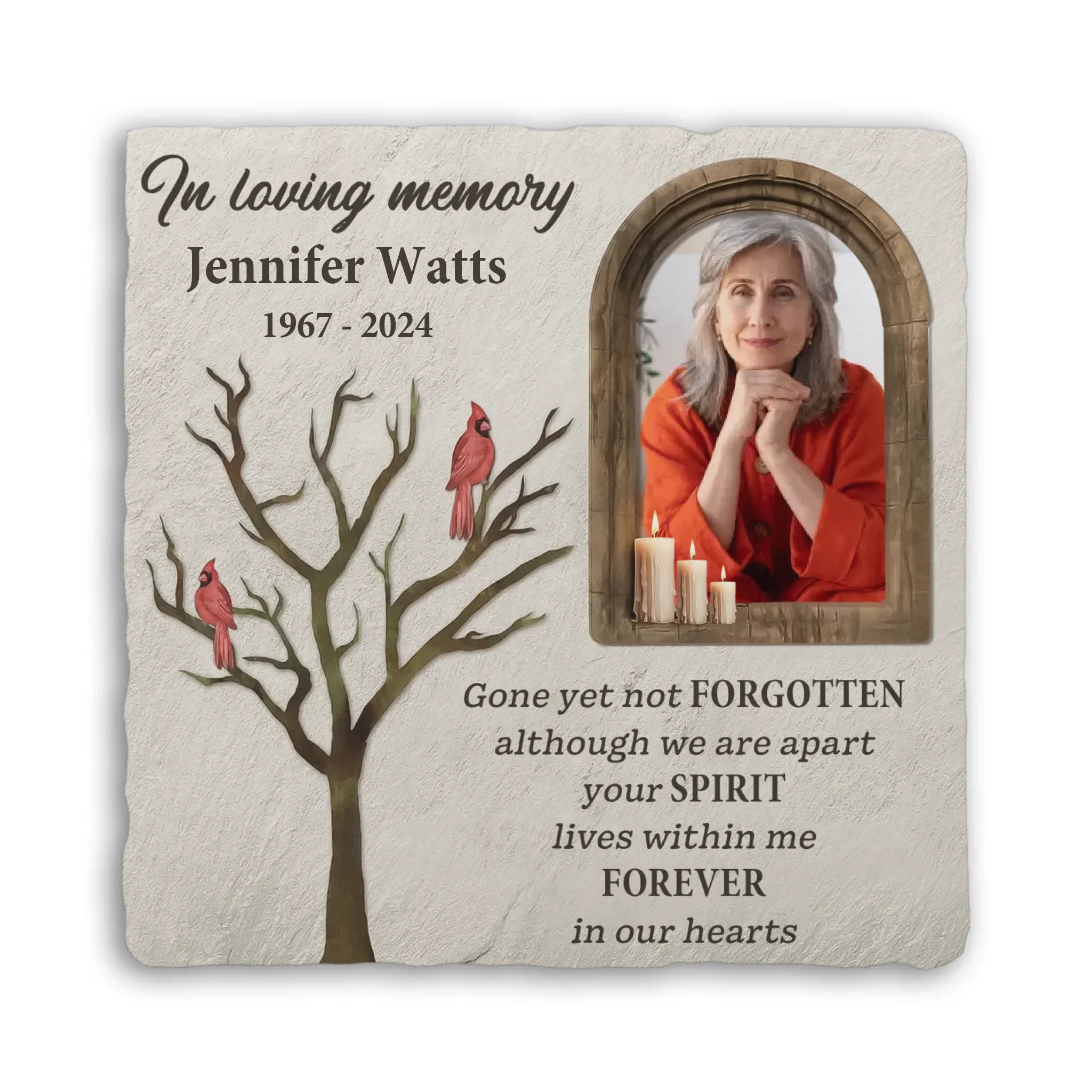 Gone Yet Not Forgotten Although We Are Apart Your Spirit Lives Within Me - Personalized Memorial Stone, Memorial Gift For Loss Of Loved One