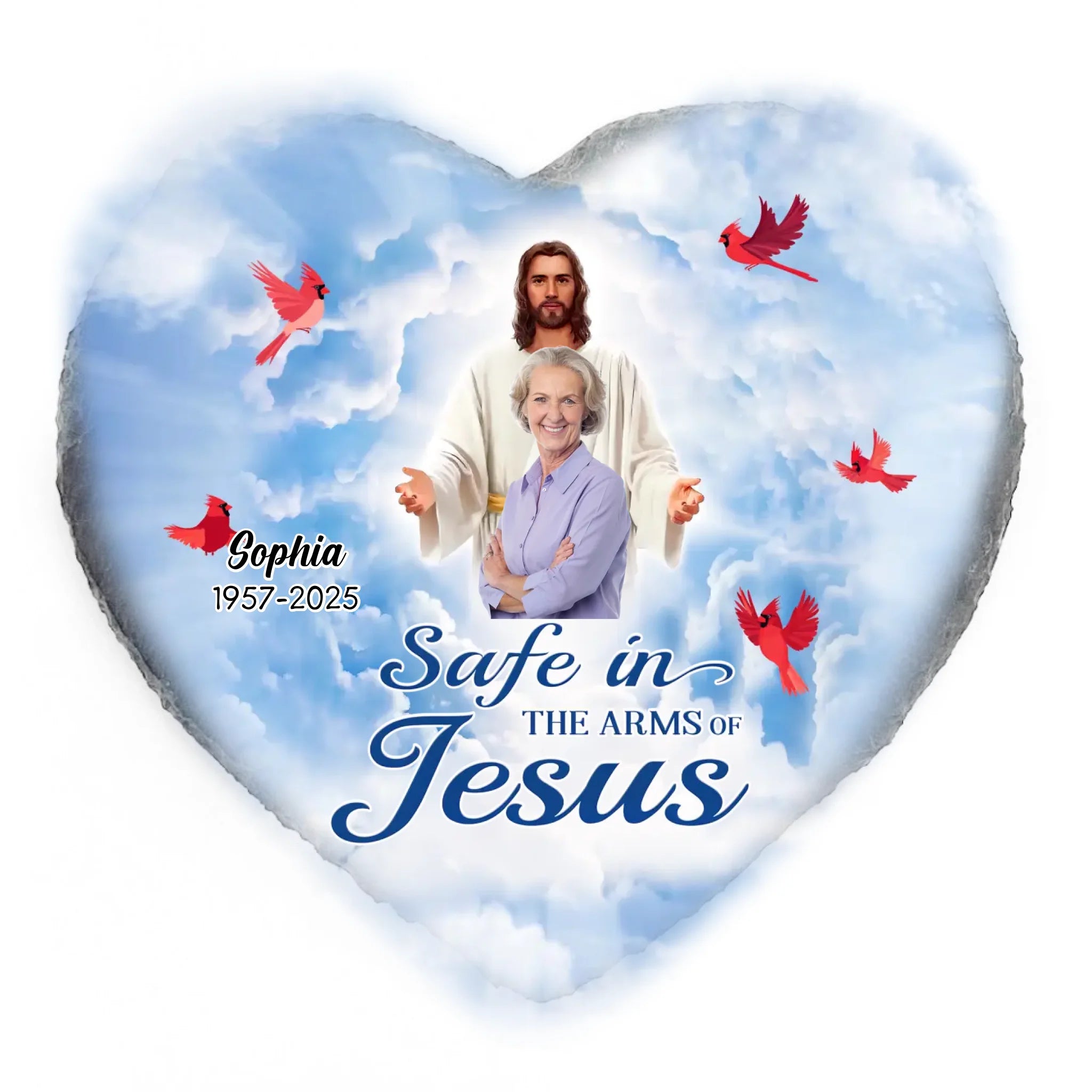 Safe In The Arms Of Jesus - Personalized Memorial Stone, Loss Of Loved One, Sympathy Gift