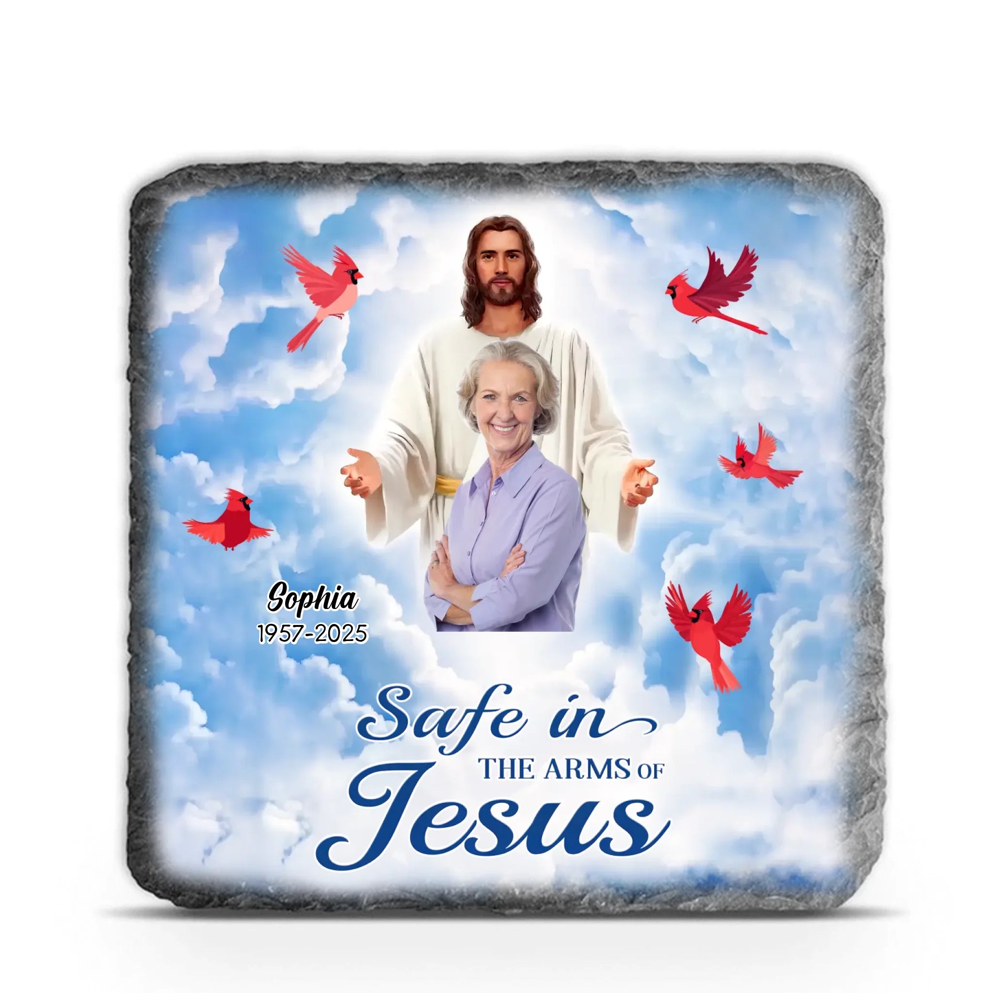 Safe In The Arms Of Jesus - Personalized Memorial Stone, Loss Of Loved One, Sympathy Gift