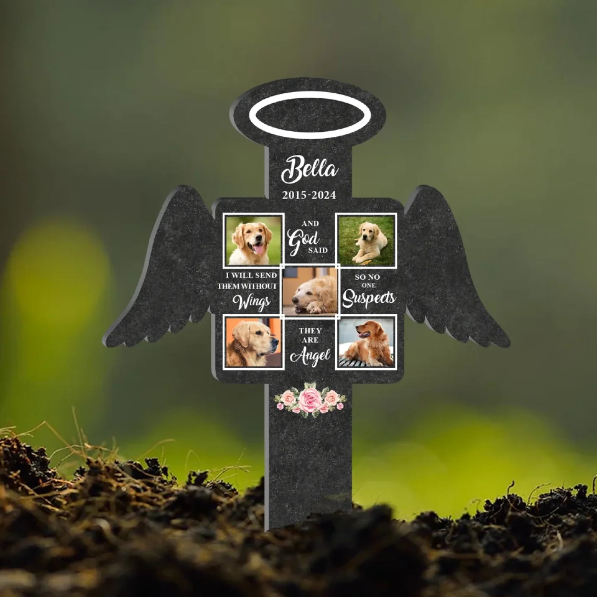 God Said I Will Send Them Without Wings - Personalized Plaque Stake, Memorial Gift For Loss Of Pet