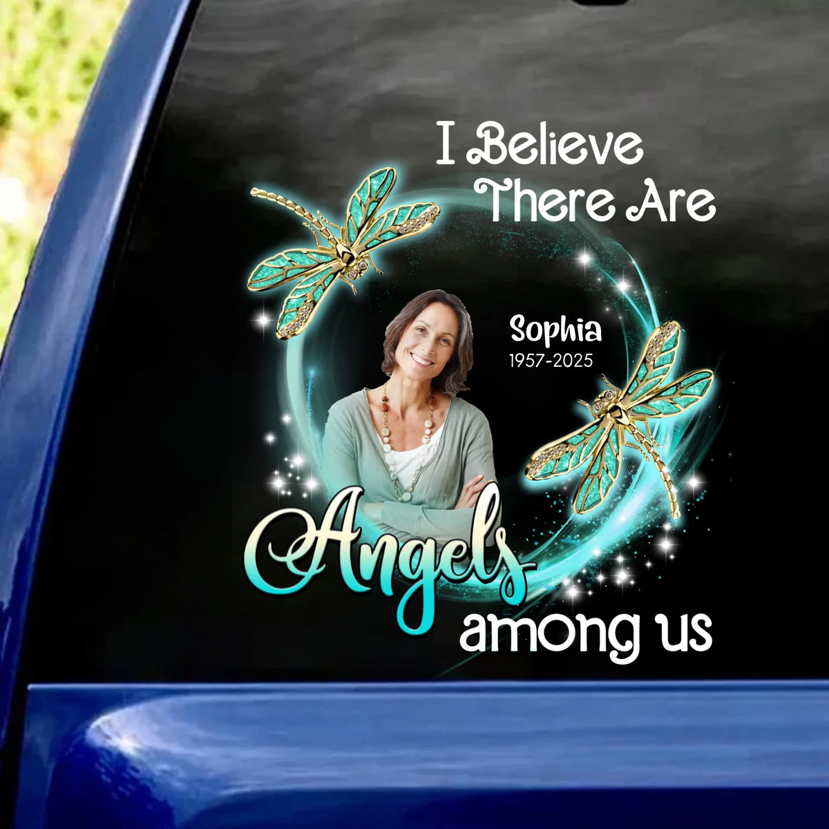 Dragonfly Memorial, I Believe There Are Angles Among Us - Personalized Decal, Memorial Gift