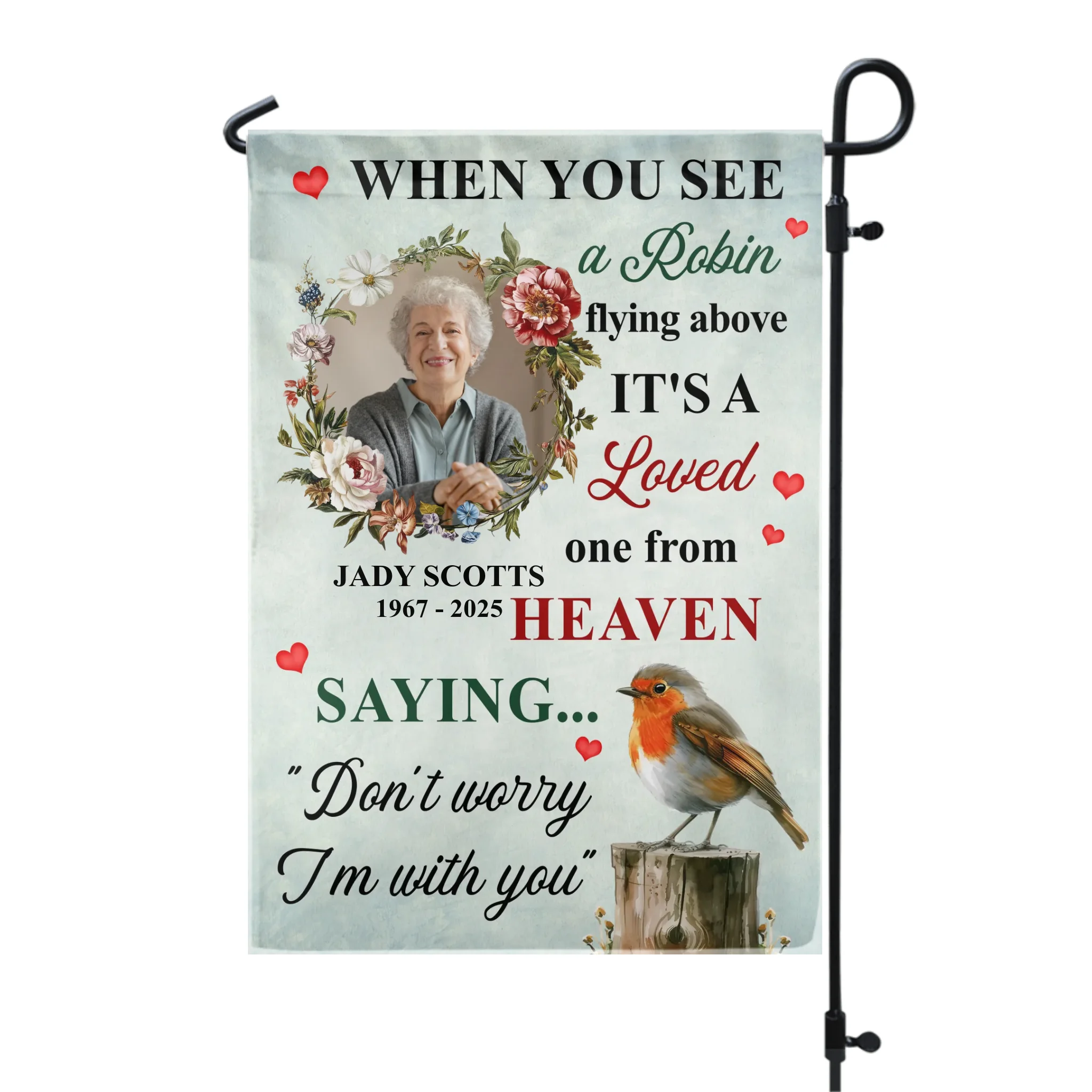 When You See A Robin Flying Above - Personalized Garden Flag, Memorial Gift For Loss Of Loved One