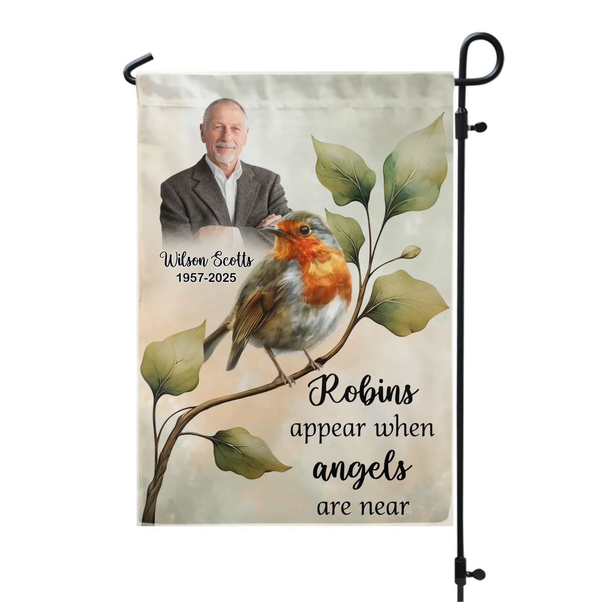 Robins Appear When Angels Are Near - Personalized Garden Flag, Memorial Gift For Loss Of Loved One