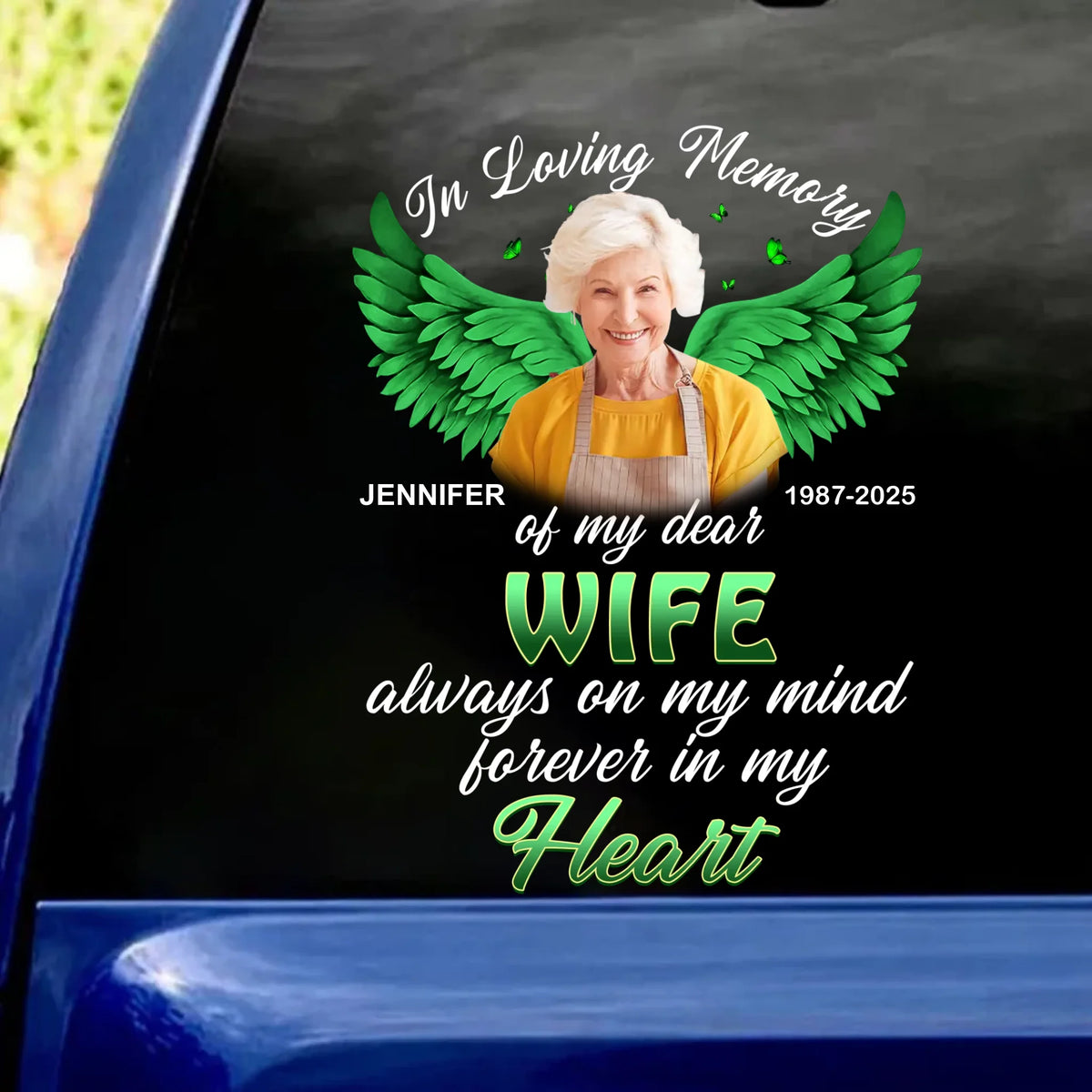 Always On My Mind Forever In My Heart - Personalized Decal, Memorial Gift For Loss Of Loved One, Car Decor