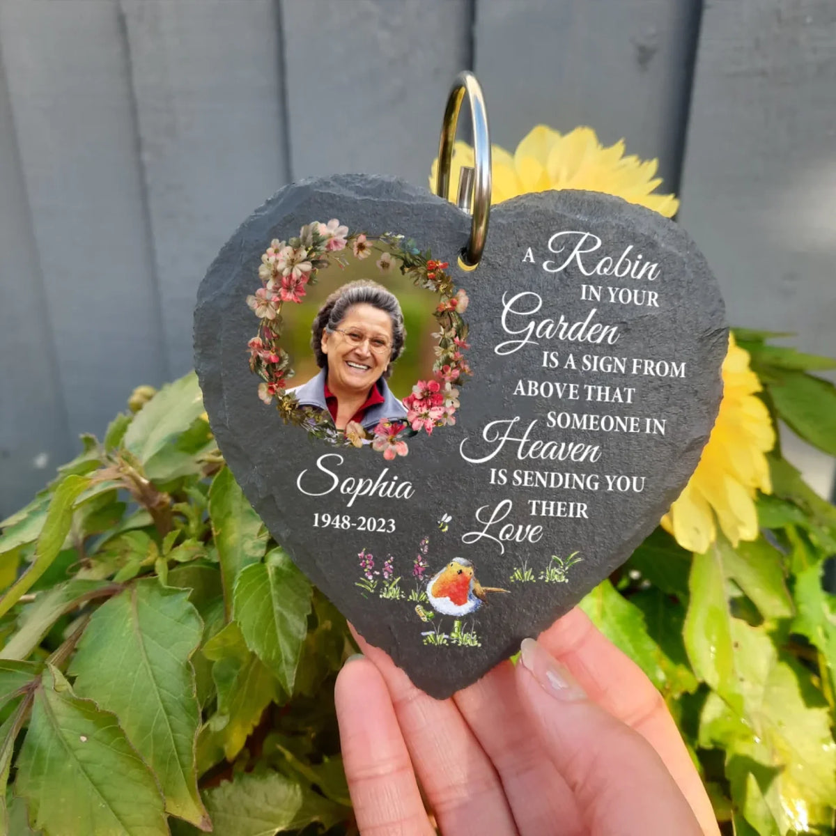Robin Memorial Gift, A Robin In Your Garden - Personalized Garden Slate, Gift For Memorial