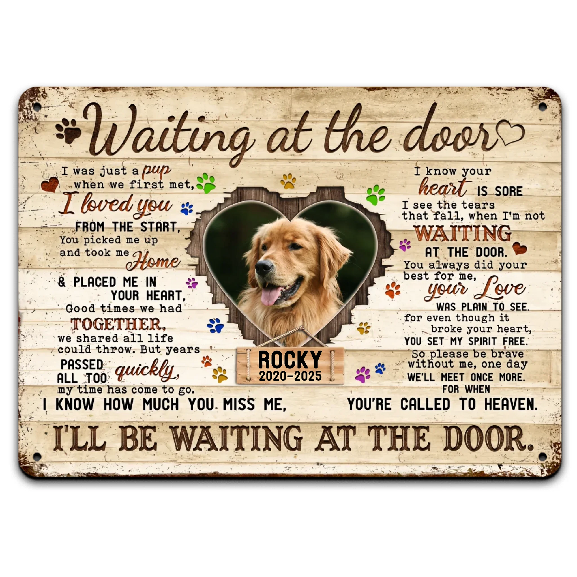 Waiting At The Door - Personalized Metal Sign, Pet Memorial Gift, Pet Loss Sympathy Gift