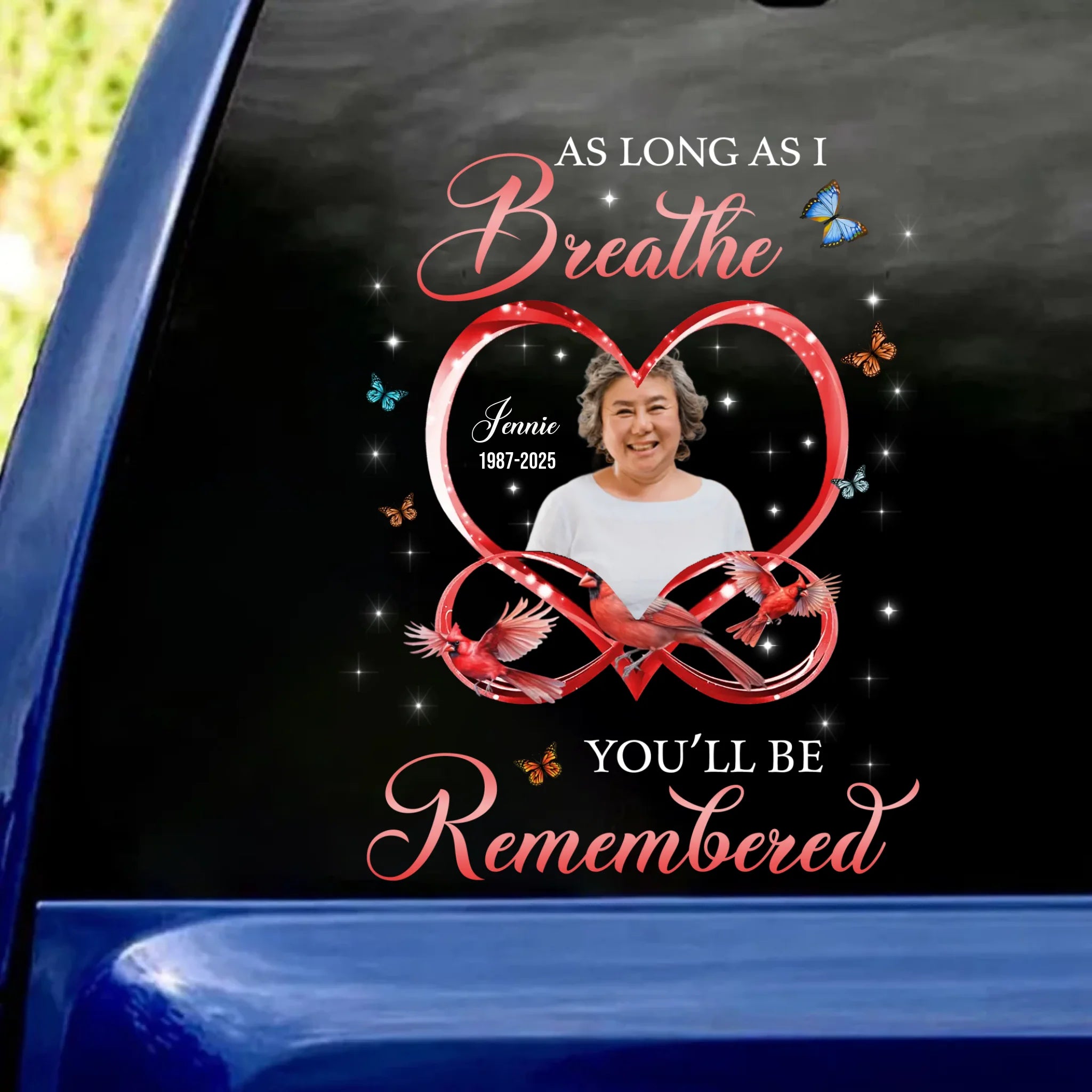 Butterfly Gift, As Long As I Breathe You'll Be Remembered - Personalized Decal, Memorial Gift