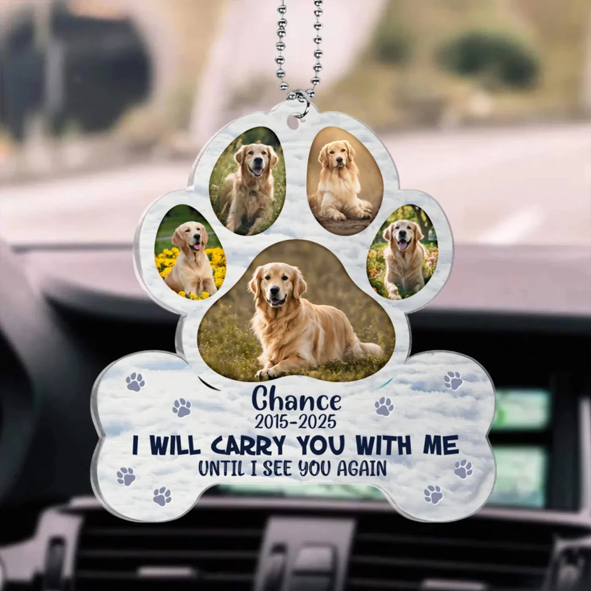 I Will Carry You With Me - Personalized Acrylic Car Hanger, Pet Memorial Gift, Sympathy Gift