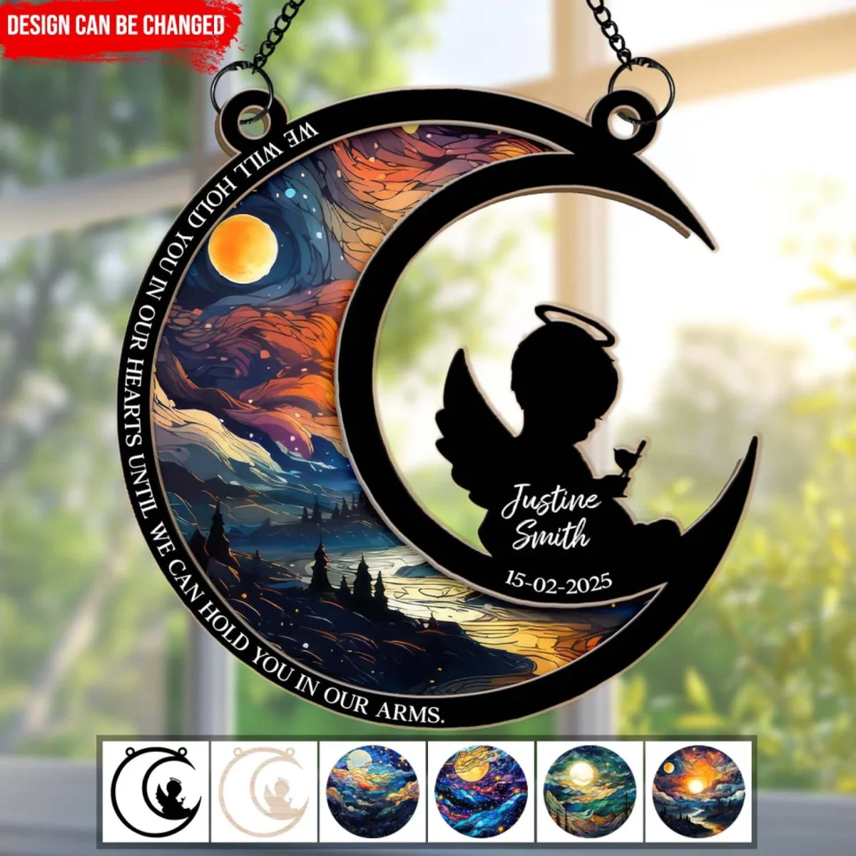 We Will Hold You In Our Hearts - Personalized Window Hanging Suncatcher, Baby Loss Gift, Miscarriage Memorial Gift