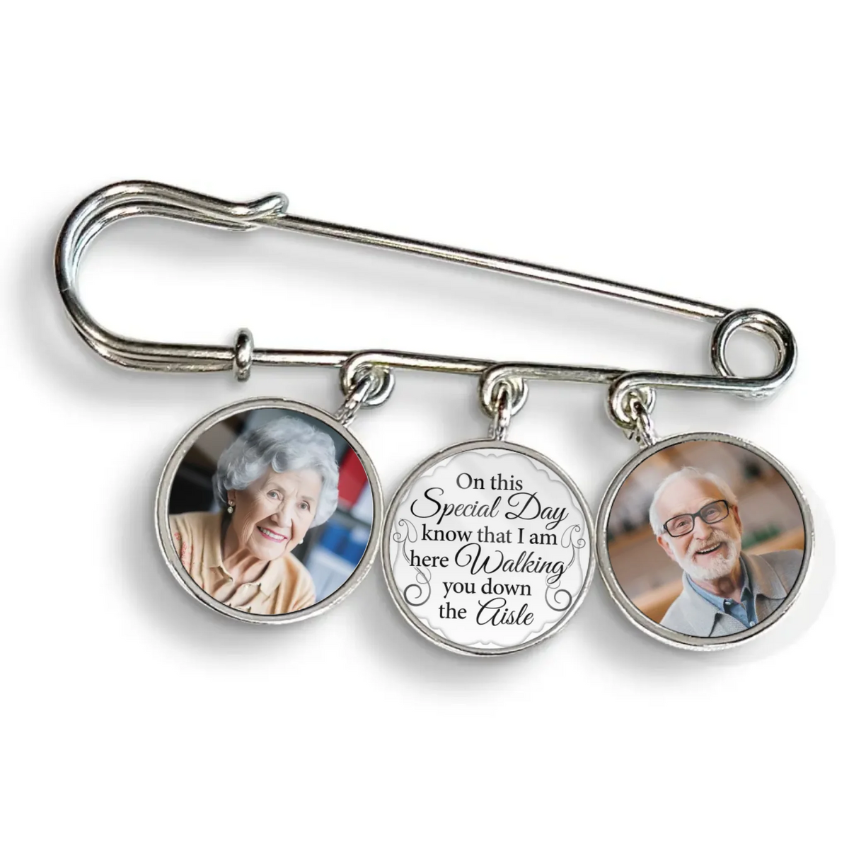 On This Special Day - Personalized Lapel Pin, Memorial Gift On Wedding Day, Remembrance Bride Gift, Memorial Photo Charm
