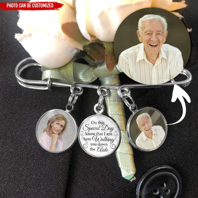 On This Special Day - Personalized Lapel Pin, Memorial Gift On Wedding Day, Remembrance Bride Gift, Memorial Photo Charm