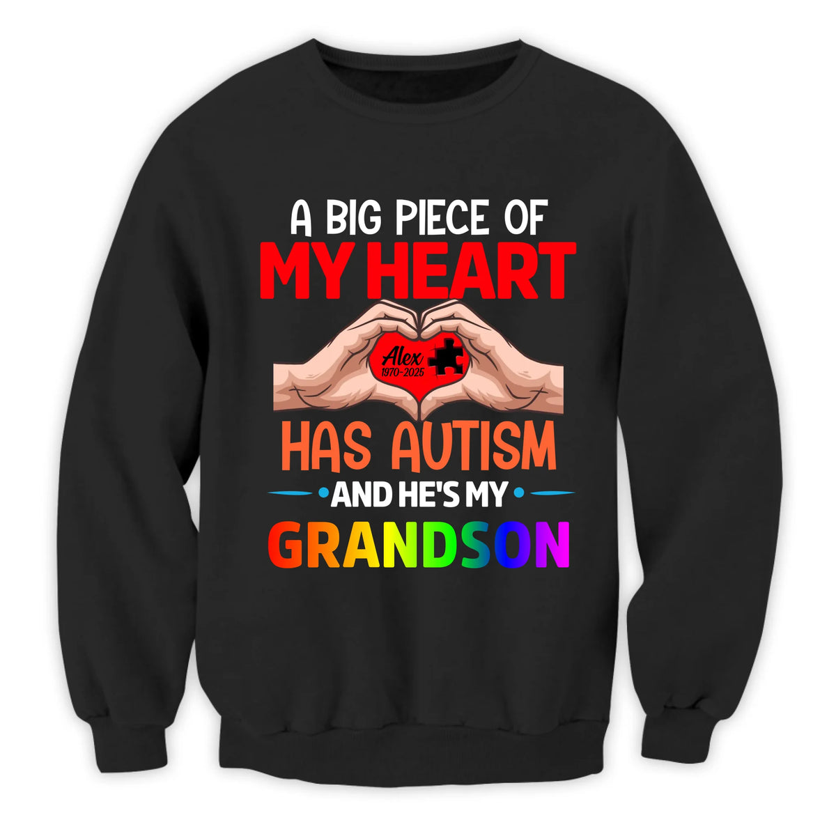 A Big Piece Of My Heart Has Autism And He Is My Grandson - Personalized T-Shirt, Memorial Gift For Autism