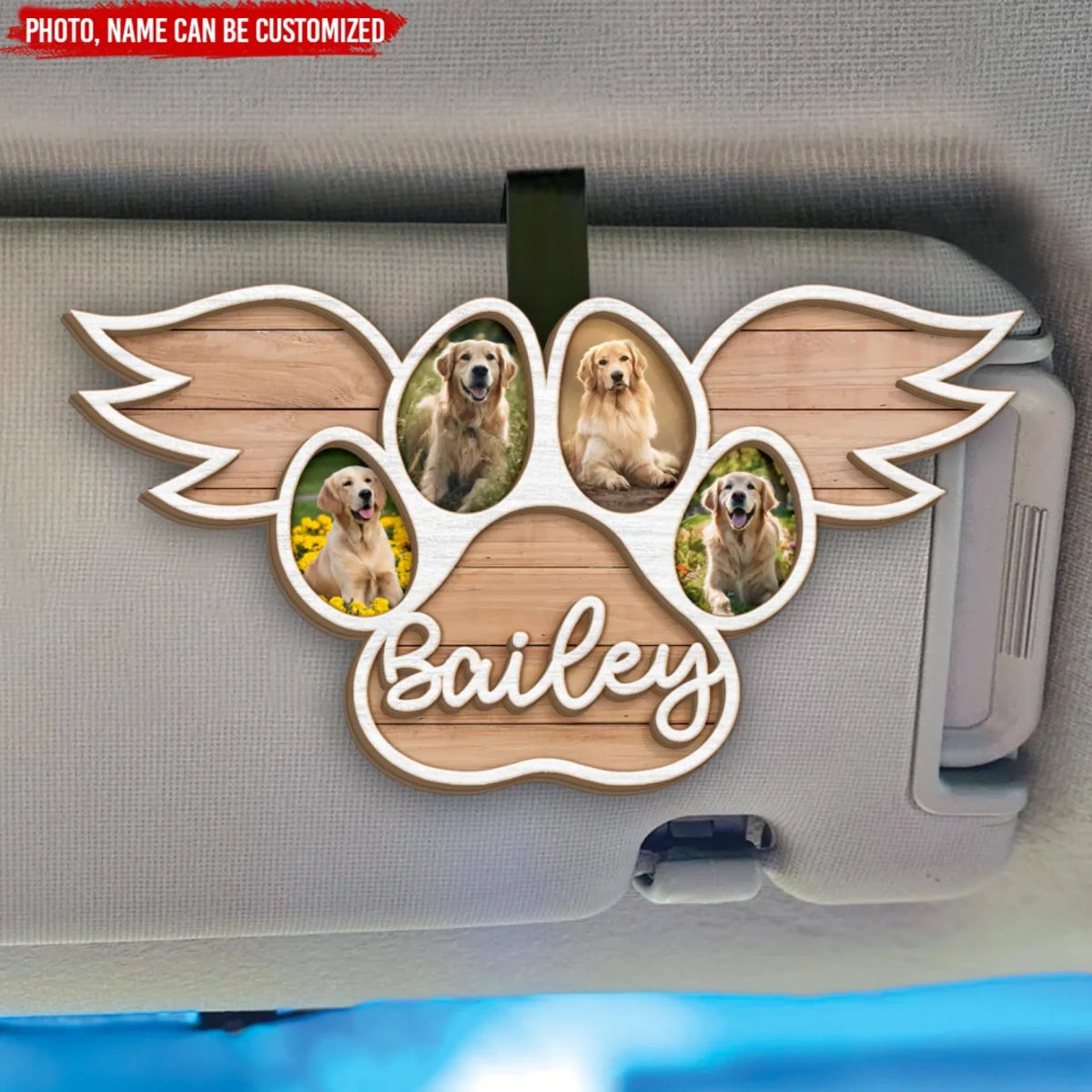 Pet With Wings - Personalized Car Visor Clip, Memorial Gift For Car Decor
