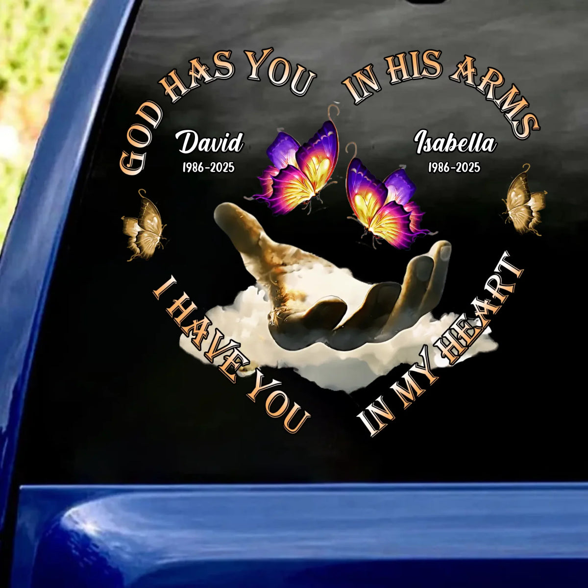God Has You In His Arms - Personalized Decal, Memorial Gift For Loss Of Loved One